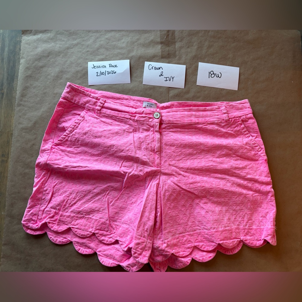 Crown & Ivy Pink High Waist Women Shorts